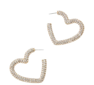 Crystal Heart Hoop Earrings